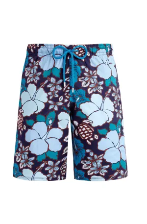 VILEBREQUIN Men Long Stretch Swim Shorts Tropical Turtles