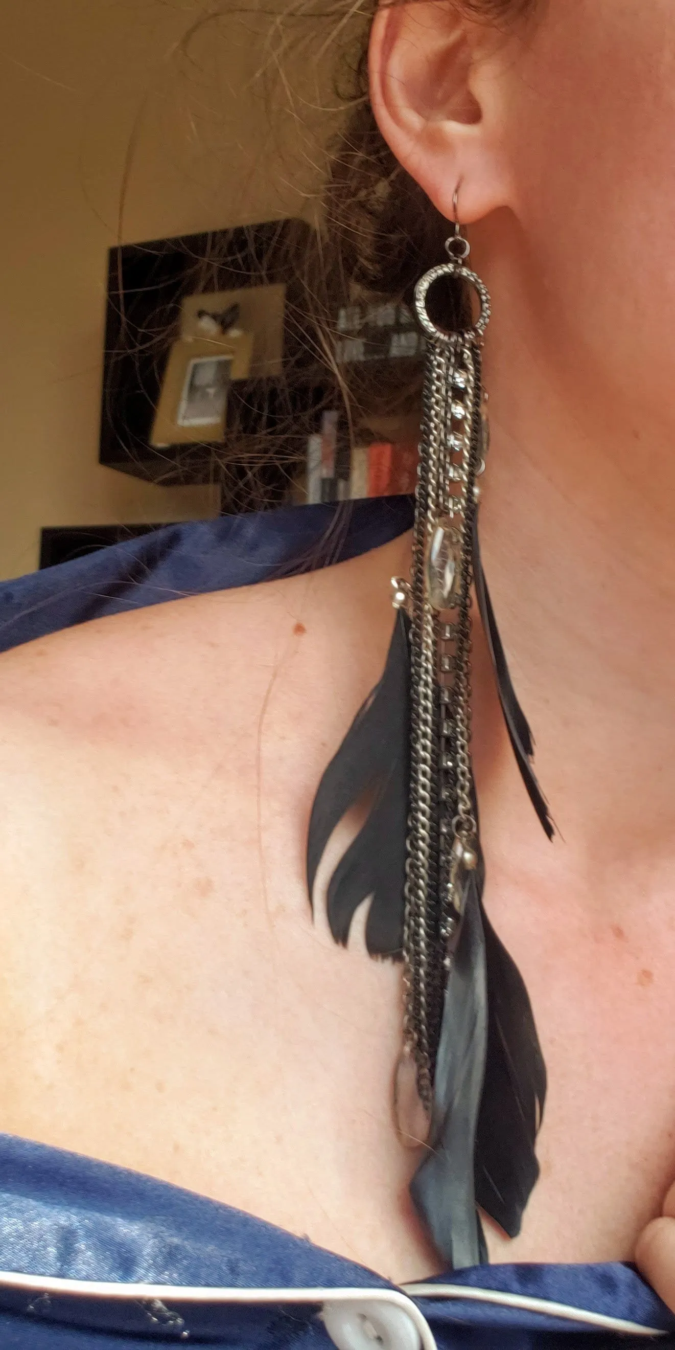 Vintage - Black Feather Earrings