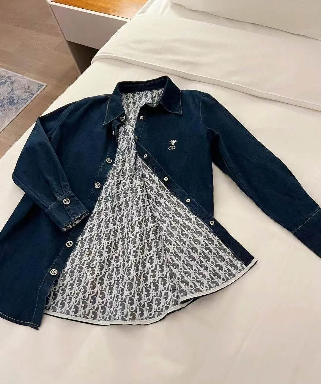 Vintage Monogram Washed Denim Shirt Jacket