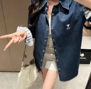 Vintage Monogram Washed Denim Shirt Jacket