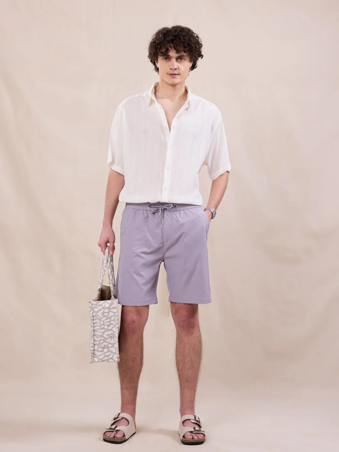 Violet Cotton Stretch Shorts