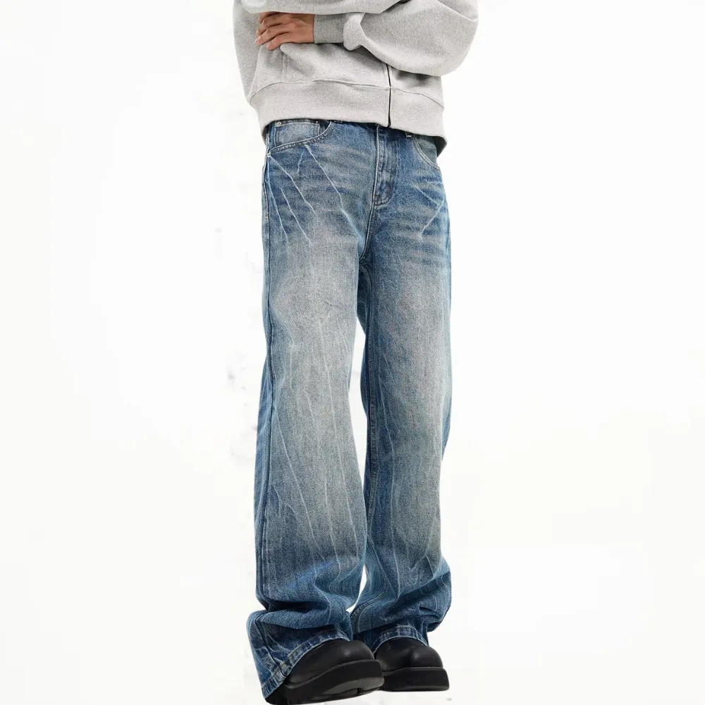 Washed Lightning Crack Jeans