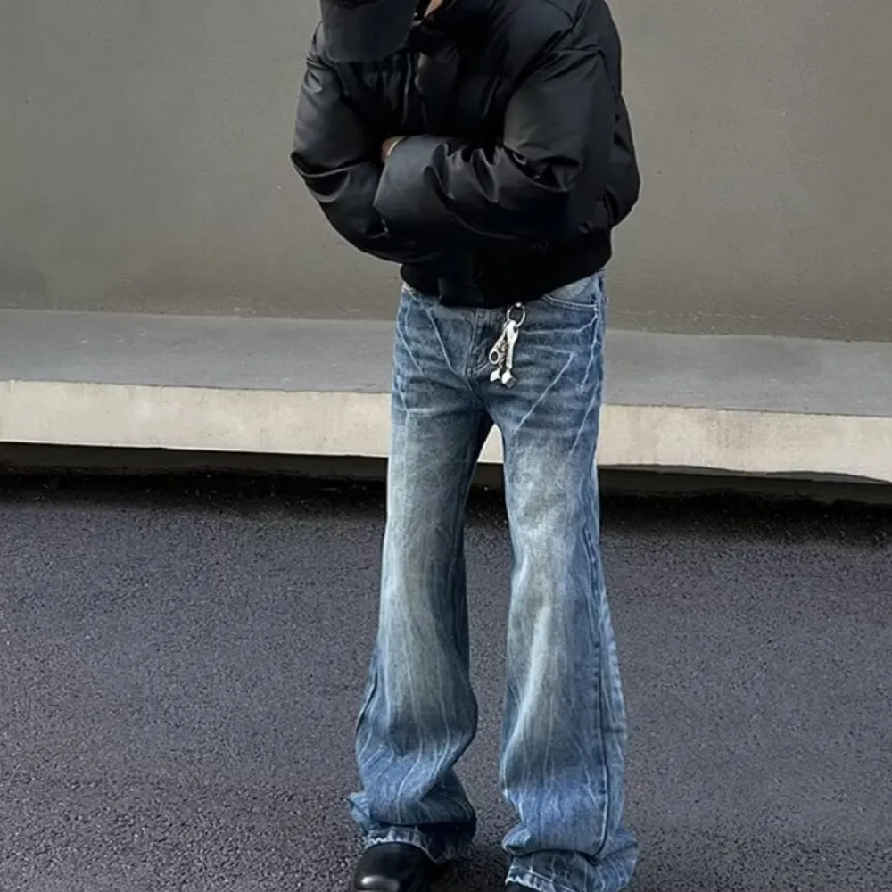 Washed Lightning Crack Jeans