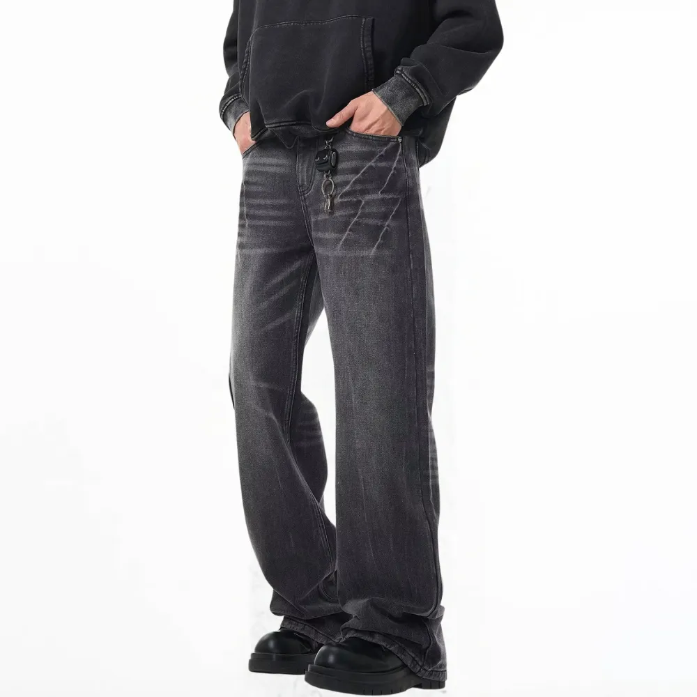 Washed Lightning Crack Jeans