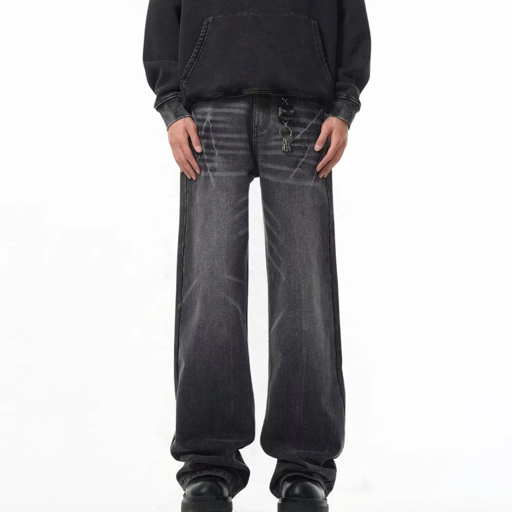 Washed Lightning Crack Jeans