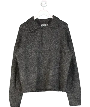 Weekday Grey Bobby Relaxed Knitted Polo Sweater UK L