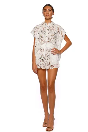 White Seashell Eyelet Cover Up Short