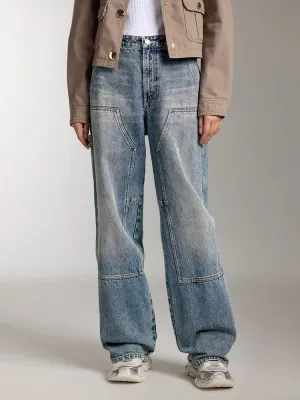Wide Leg Jeans With Patch Design