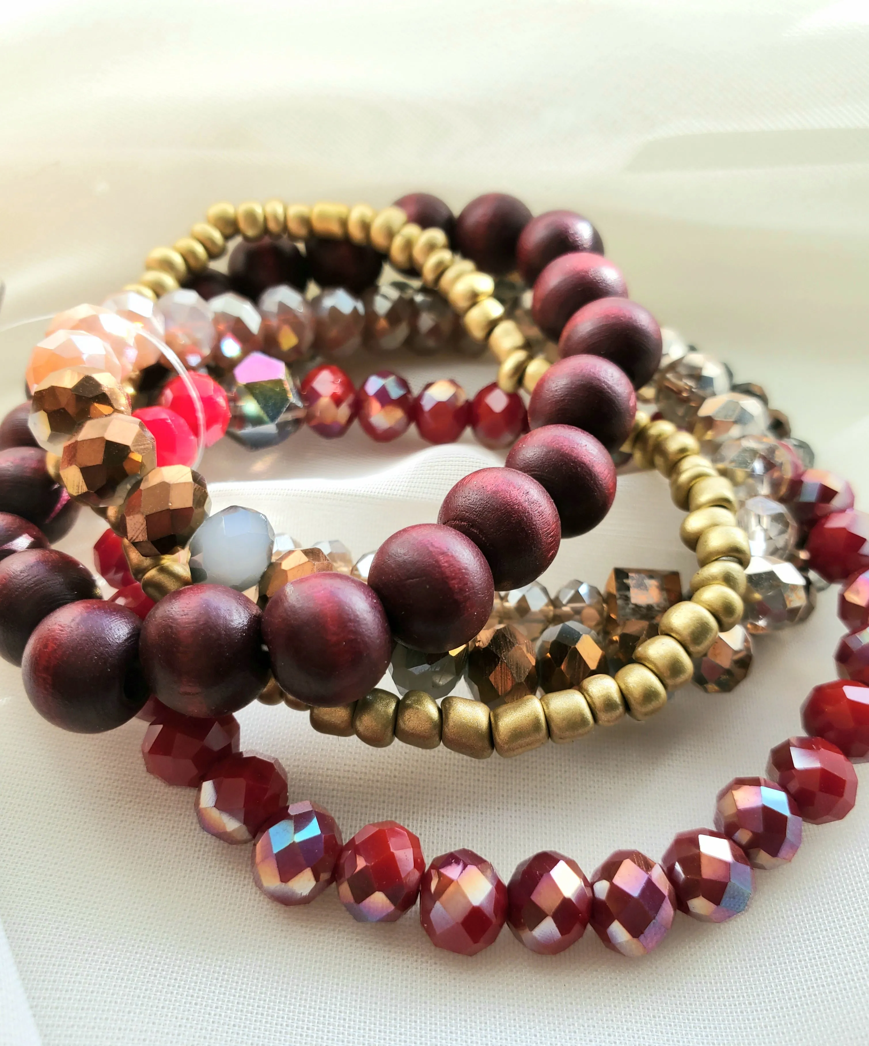 Wine Glass Stone Stretch Bracelet Set