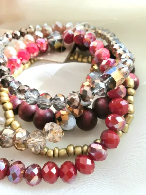 Wine Glass Stone Stretch Bracelet Set