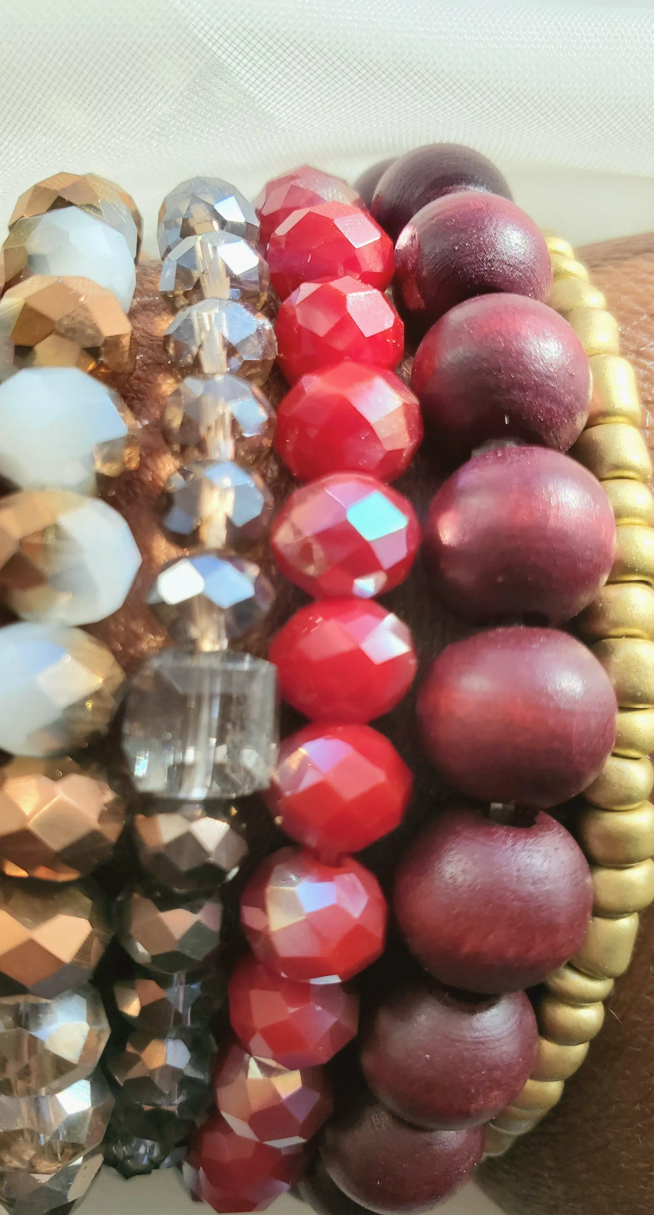 Wine Glass Stone Stretch Bracelet Set