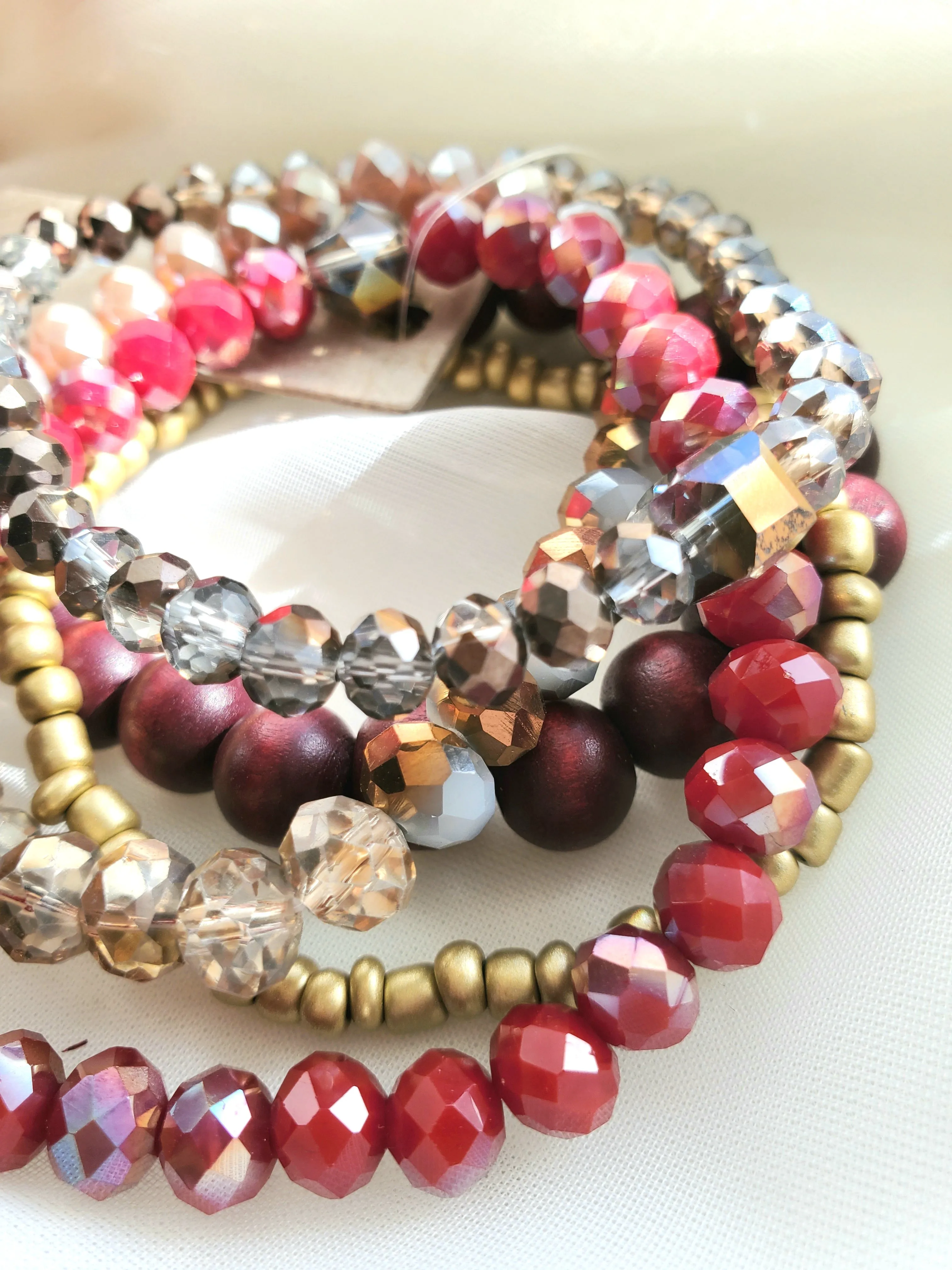 Wine Glass Stone Stretch Bracelet Set