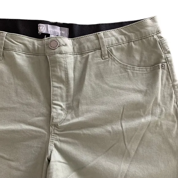 Wit &amp; Wisdom 'Ab'Solution Stretch Cotton Shorts in Lipd-Lili Pad Green Size 16