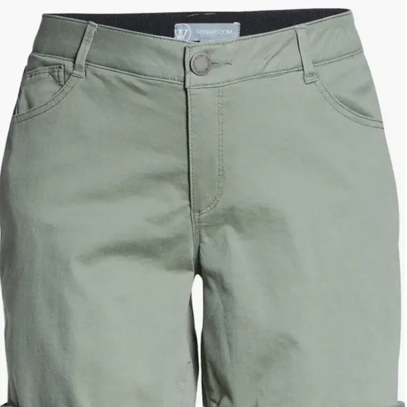 Wit &amp; Wisdom 'Ab'Solution Stretch Cotton Shorts in Lipd-Lili Pad Green Size 16