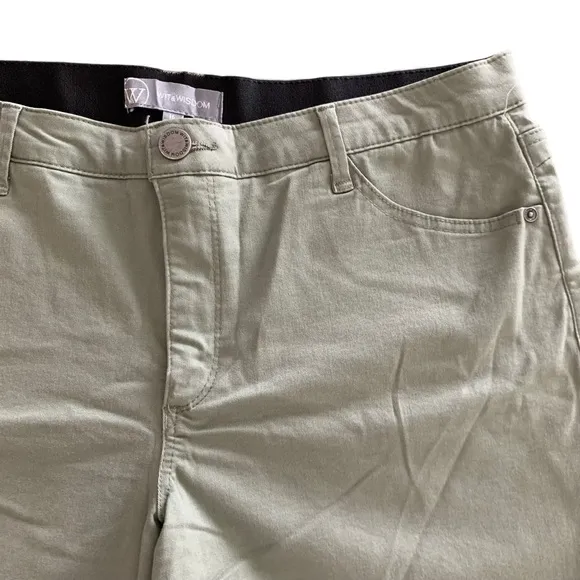 Wit &amp; Wisdom 'Ab'Solution Stretch Cotton Shorts in Lipd-Lili Pad Green Size 16