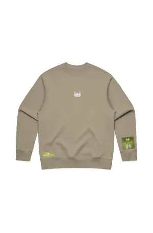 WOLFPACK UNLTD "THE ARMOR" HEAVYWEIGHT EMBROIDERED CREWNECK SWEATER | SAND BROWN