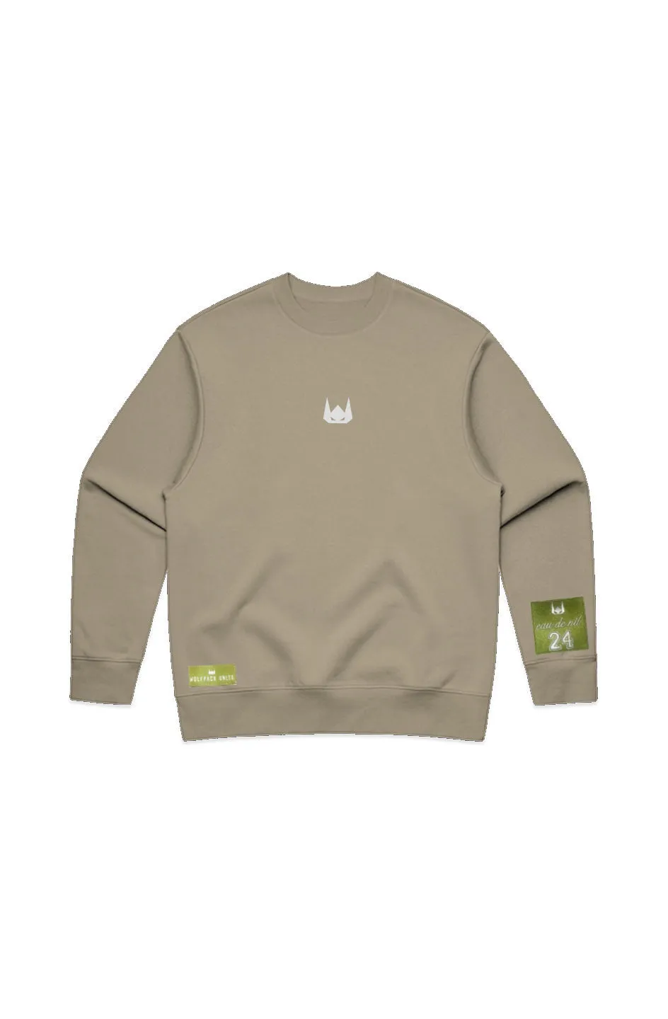 WOLFPACK UNLTD "THE ARMOR" HEAVYWEIGHT EMBROIDERED CREWNECK SWEATER | SAND BROWN