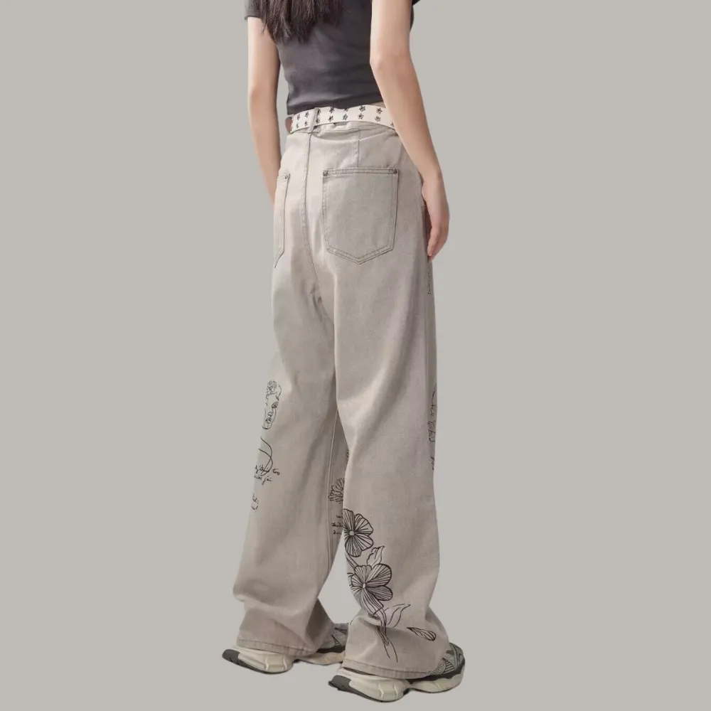 Women's Hand Painted Graffiti Jeans