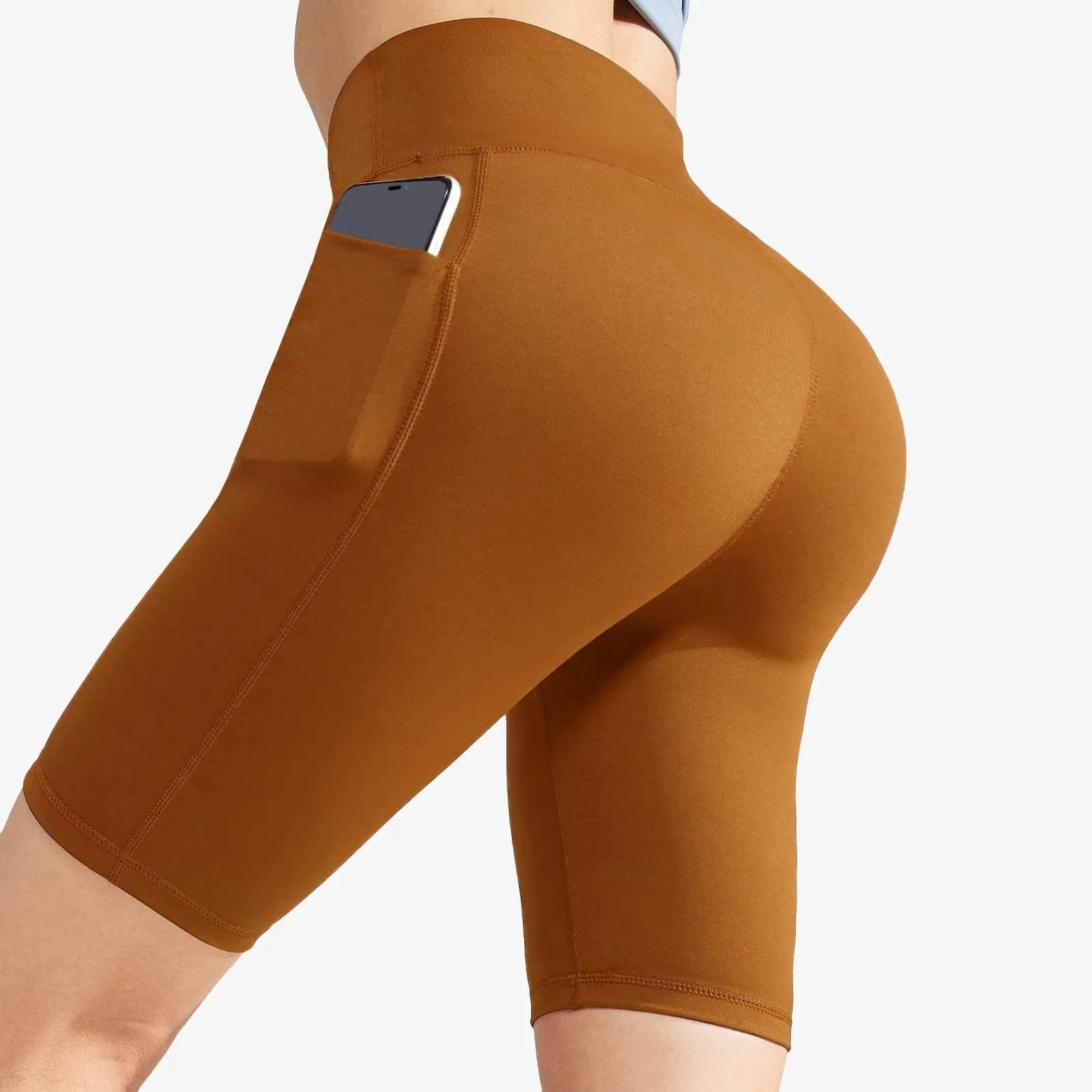 Women's High Waist Yoga Tummy Control Stretch Shorts, 8 Inch