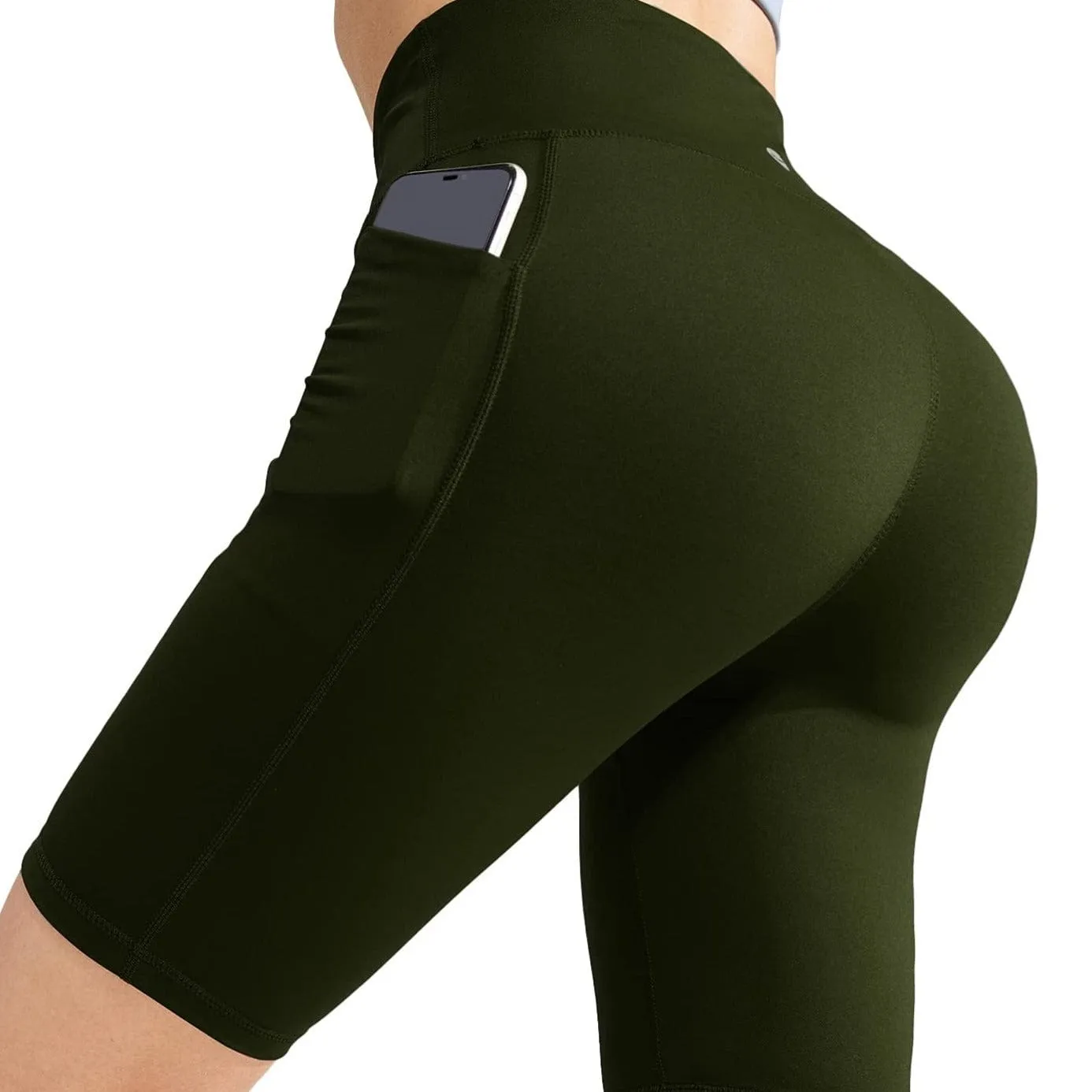 Women's High Waist Yoga Tummy Control Stretch Shorts, 8 Inch