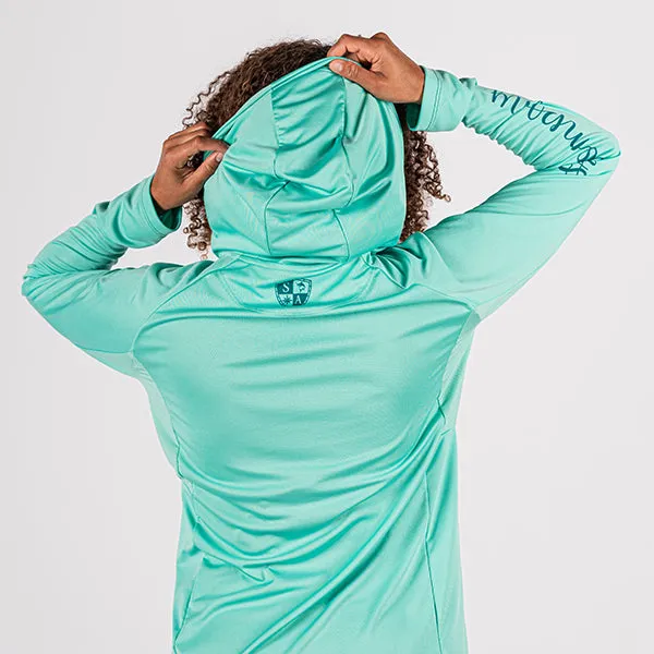 Women's Hooded Performance Long Sleeve Shirt | Mint | SA Logo