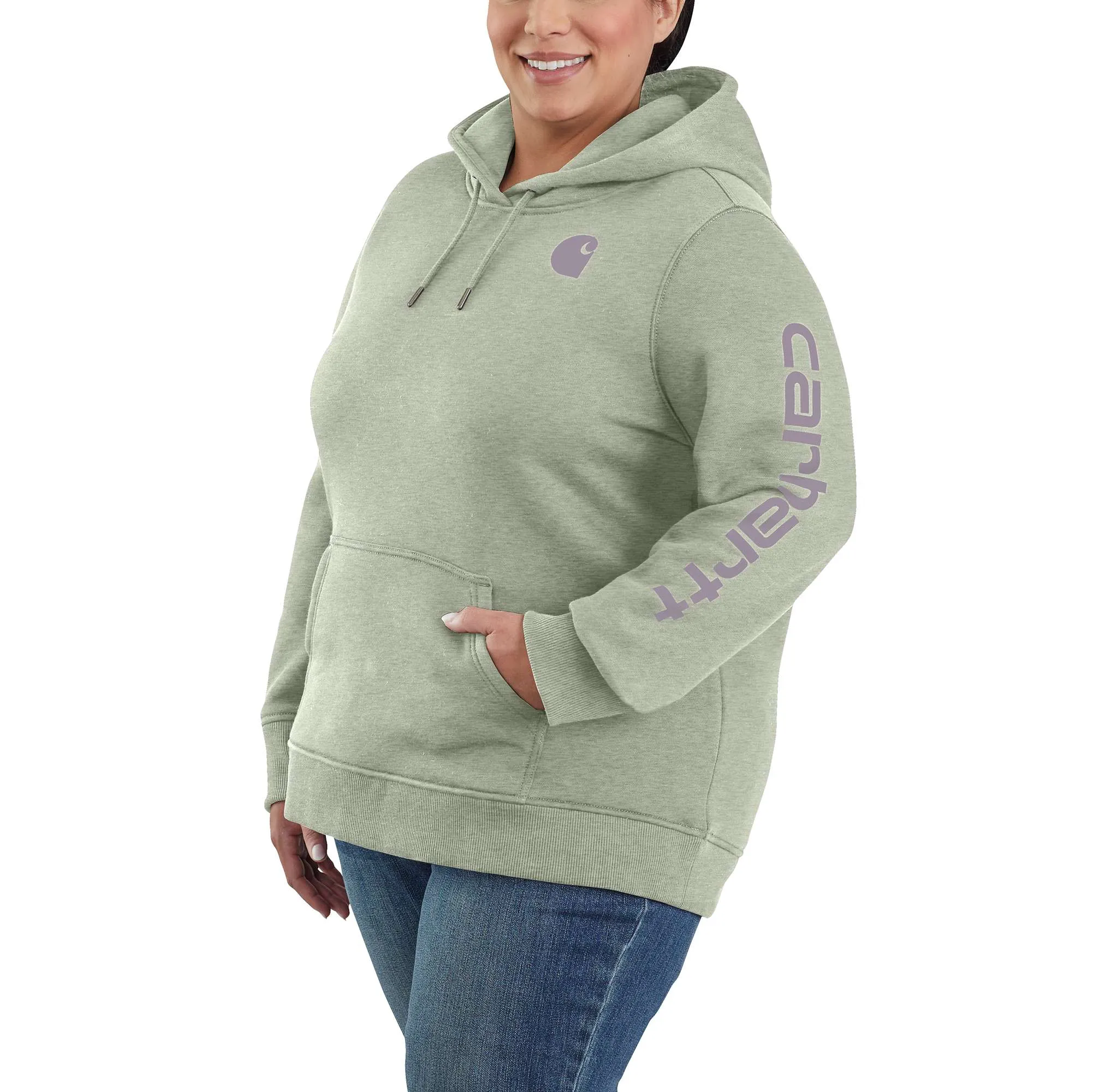 Women's Relaxed Fit Midweight Logo Sleeve Graphic Hoodie