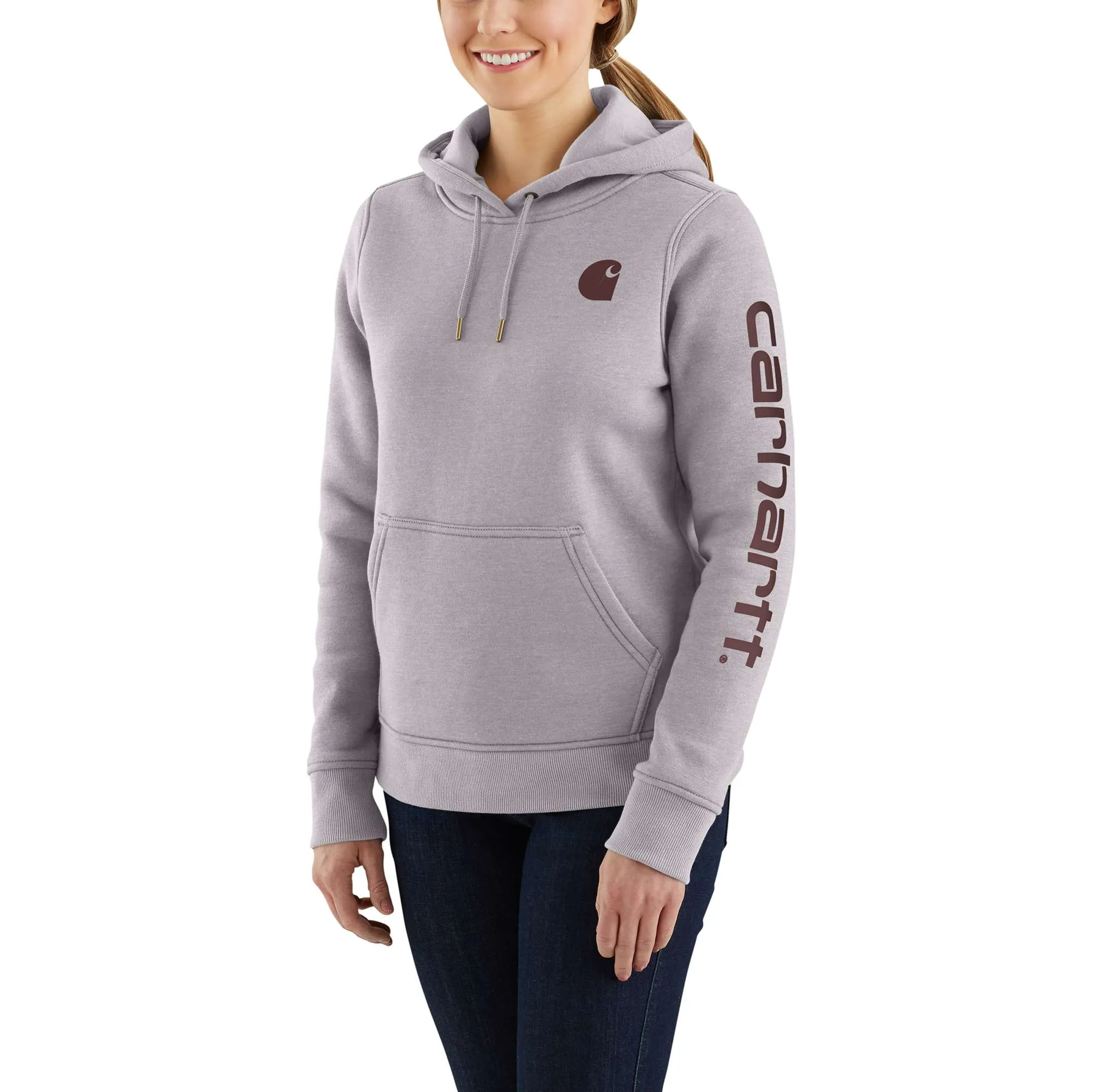Women's Relaxed Fit Midweight Logo Sleeve Graphic Hoodie