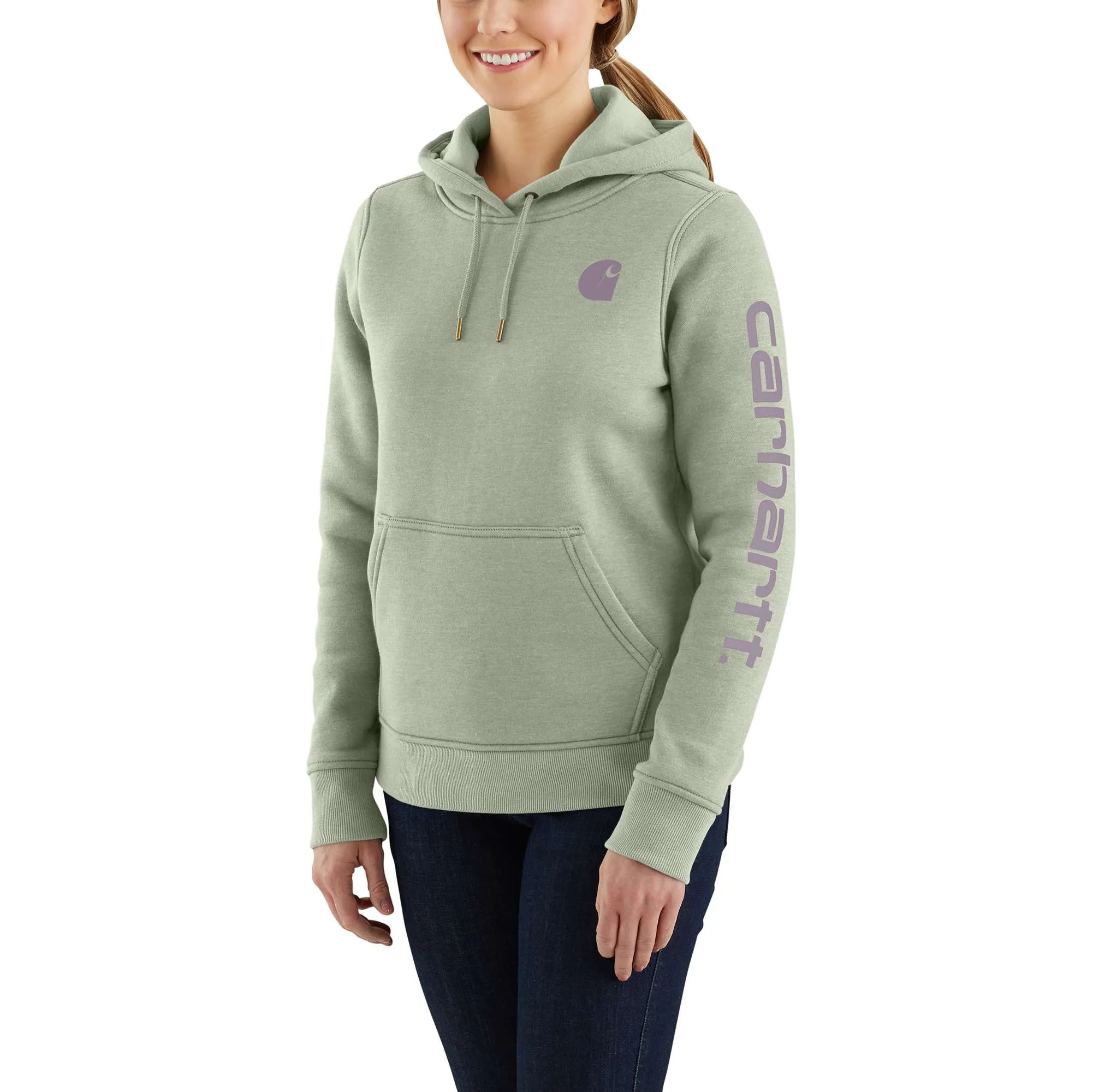 Women's Relaxed Fit Midweight Logo Sleeve Graphic Hoodie