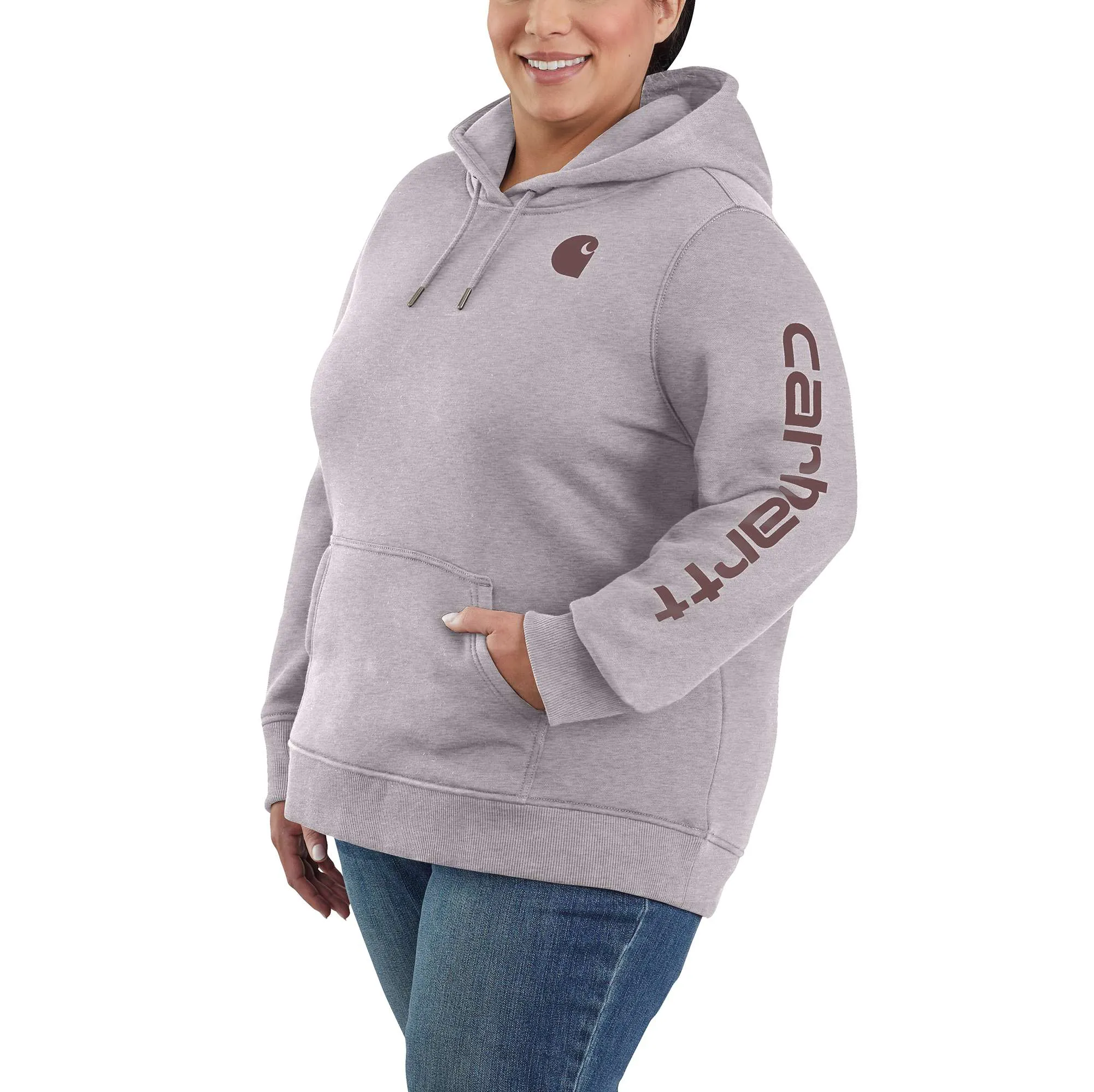 Women's Relaxed Fit Midweight Logo Sleeve Graphic Hoodie
