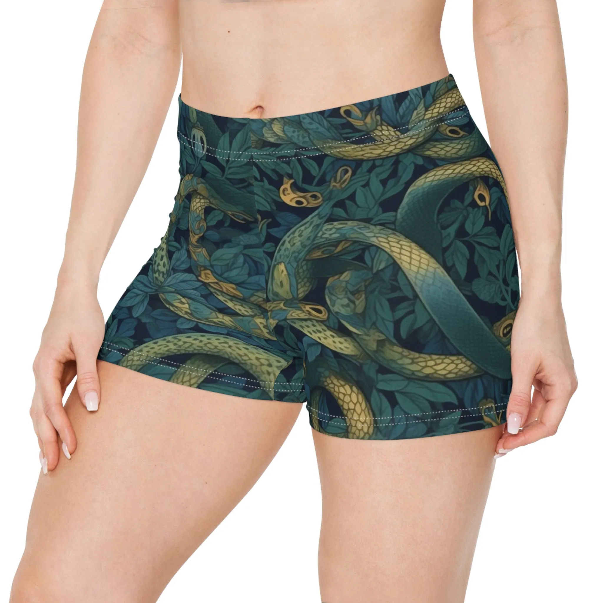 Workout Shorts - Francesca Trikonasana Snakes