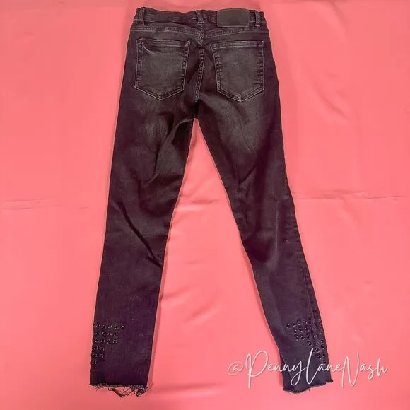 Zara Trafaluc Denimwear Raw Hem Skinny Jeans Washed Black
