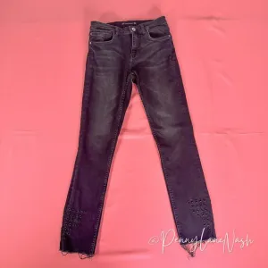Zara Trafaluc Denimwear Raw Hem Skinny Jeans Washed Black