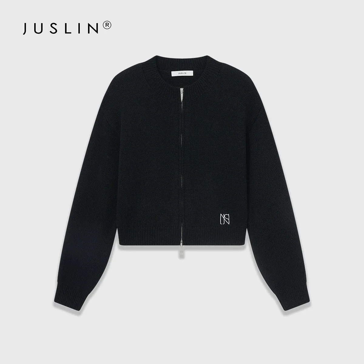Zip-Up Knit Cardigan