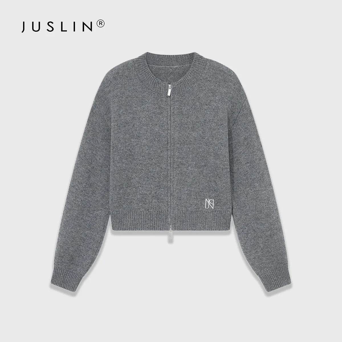 Zip-Up Knit Cardigan